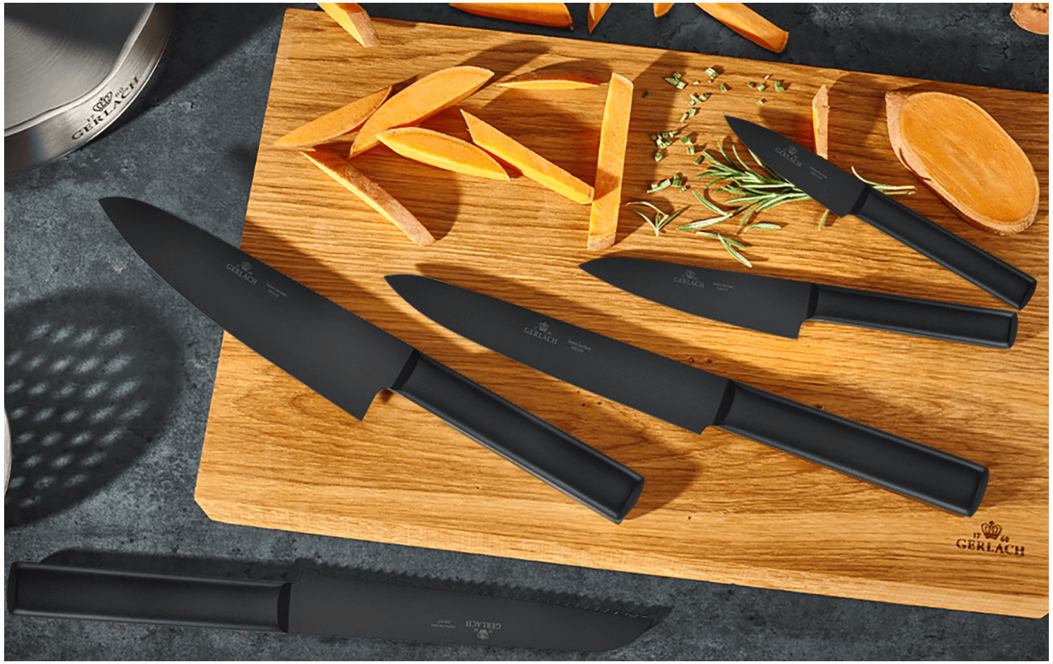 Messerset im Block AMBIENTE BLACK Holz Schwarz