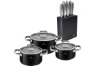 6-teiliges Topfset PRIME + Messerset in schwarzem Block