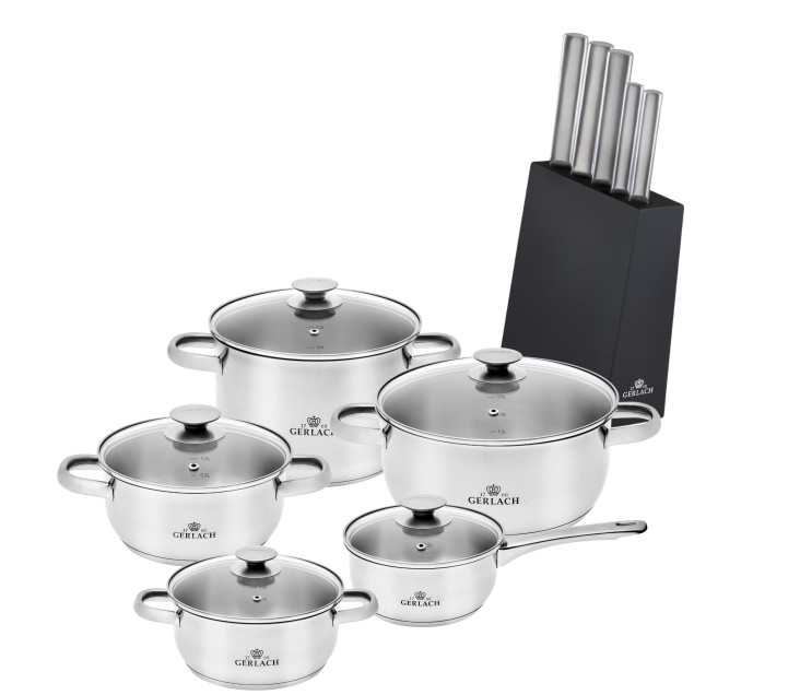 Topfset 10-teilig FIRST + Messerset AMBIENTE.