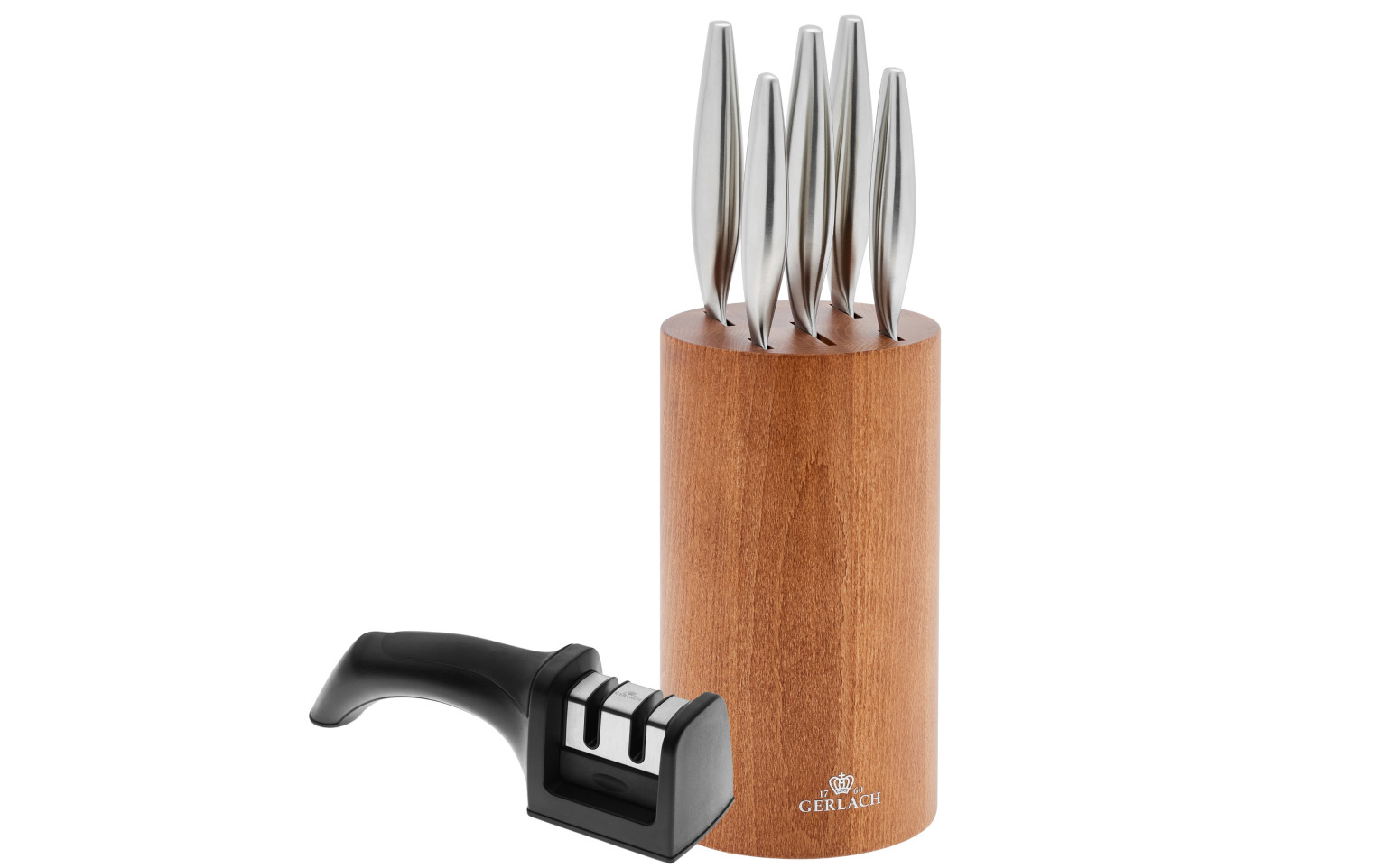 Messerset im Block FINE Holz + Messerschärfer