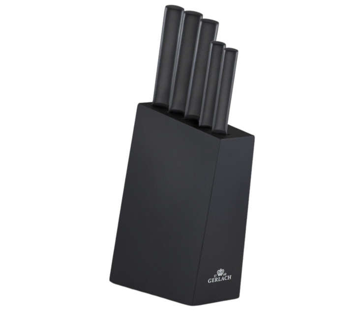 Messerset im Block AMBIENTE BLACK Holz Schwarz
