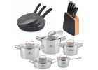 10-teiliges Topfset SUPERIOR + Messerblockset + 3x Pfannen 20, 24, 28 cm