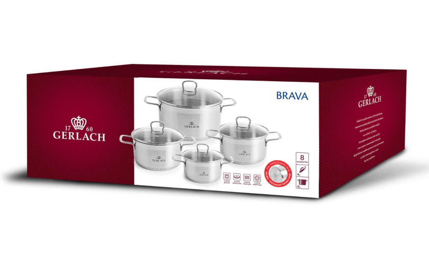 Kochtopfset 8-teilig BRAVA + Wasserkocher AMBIENTE PLUS 2,8 l.