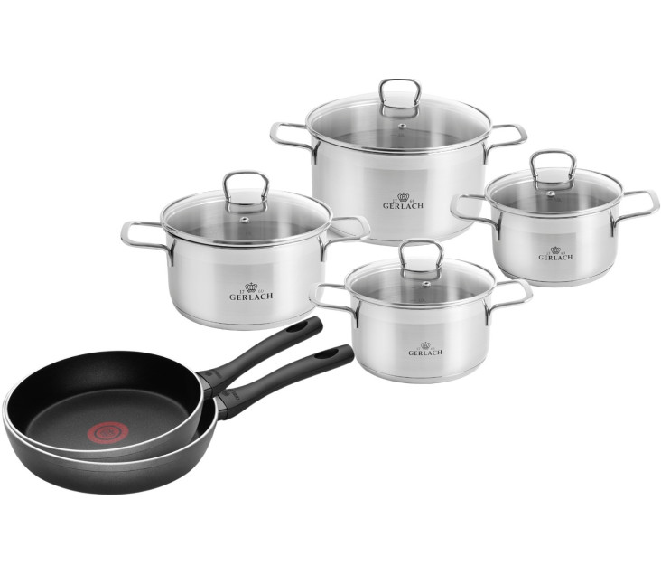 Topfset 8 Teile BRAVA + 2xPfanne 24/28 cm CONTRAST ThermoCoat