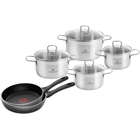 Topfset 8 Teile BRAVA + 2xPfanne 24/28 cm CONTRAST ThermoCoat