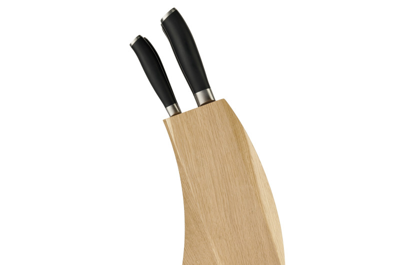 Messerset im Block DECO BLACK Holz Schwarz + Messersch&auml;rfer 3 in 1