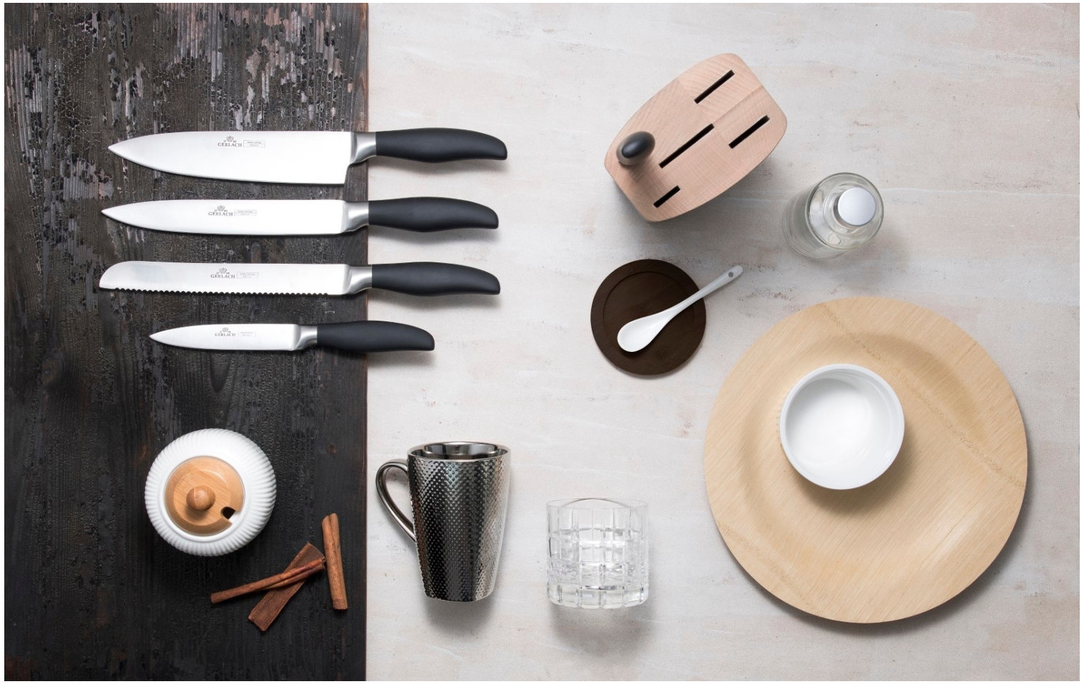 Messerset im Block STYLE PLUS Holz Schwarz