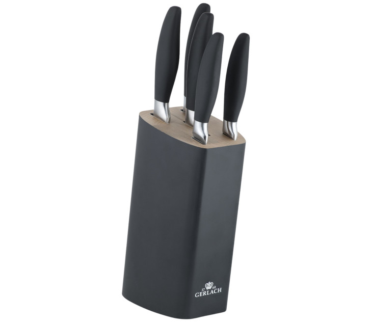 Messerset im Block STYLE PLUS Holz Schwarz
