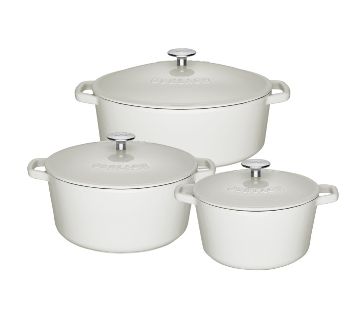 NATUR IRON 3-teiliges Set: Gusseisen-Bräter 5,5l + Gusseisen-Topf 3l + Gusseisen-Topf 5l