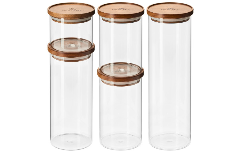 Set of 5 hermetically sealed glass containers Country.