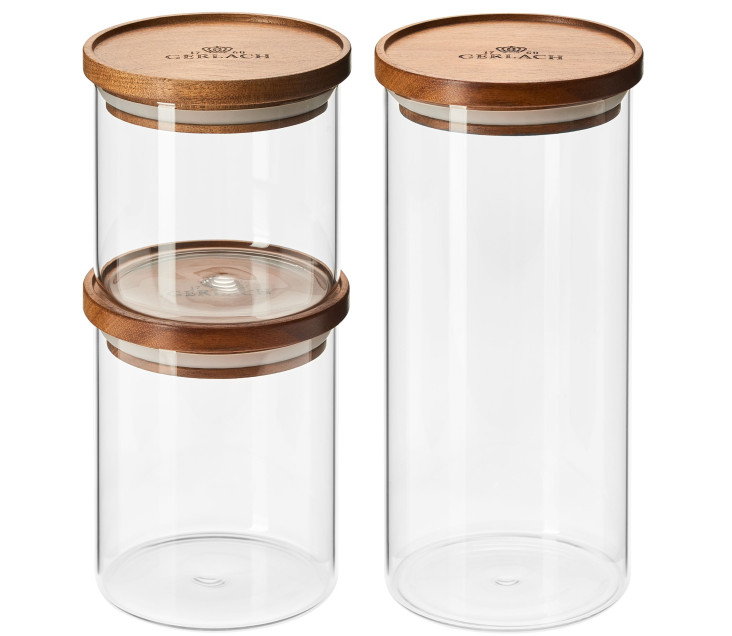 Set of 3-piece Country airtight glass containers.