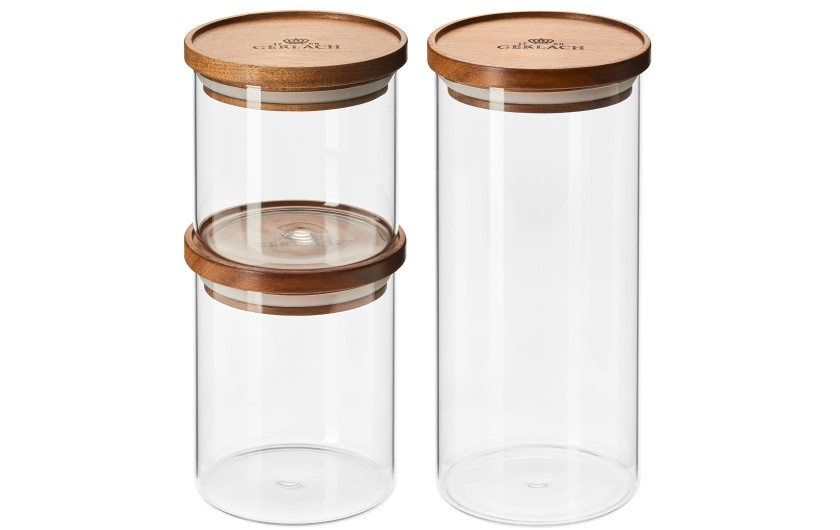 Set of 3-piece Country airtight glass containers.