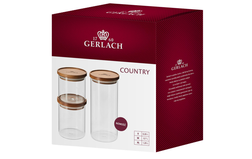 Set of 3-piece Country airtight glass containers.