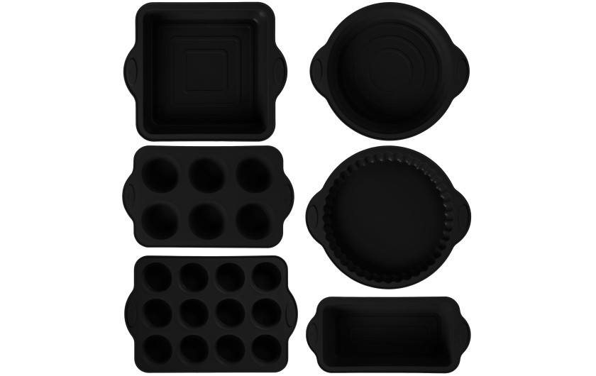 Silikonbackformen-Set, 6-teilig, SMART BLACK.