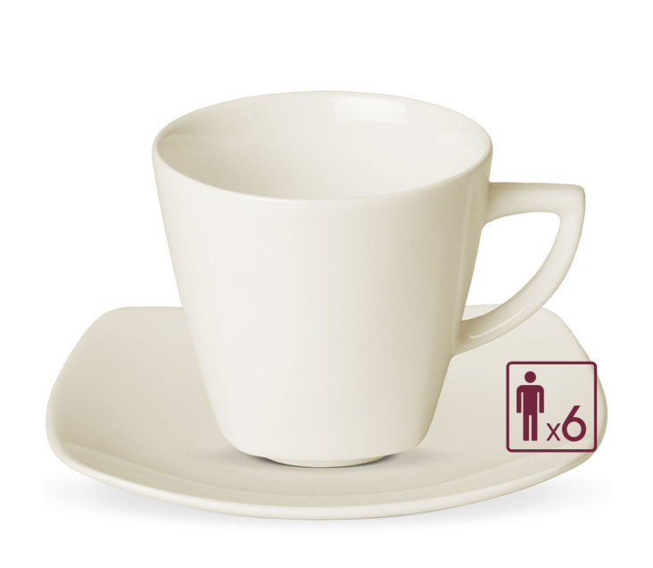VALOR 12-teiliges Set Tassen mit Untertassen für 6 Personen.