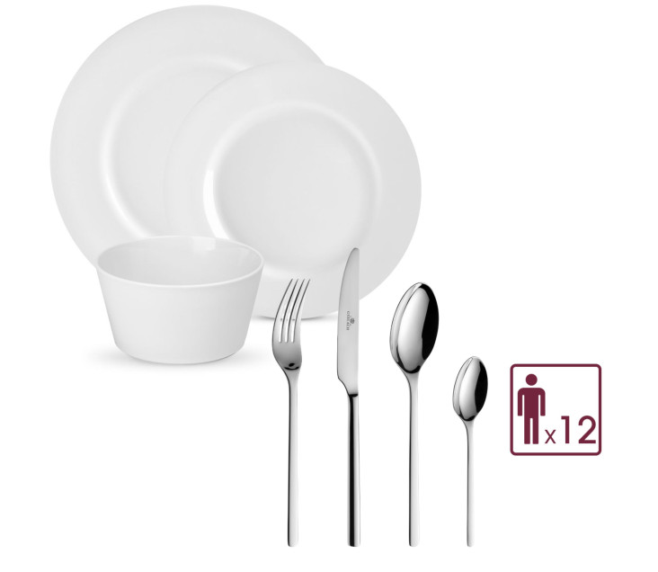 Besteckset 24 Teile + Geschirrset 18 Teile MODERN f&uuml;r 6 Personen