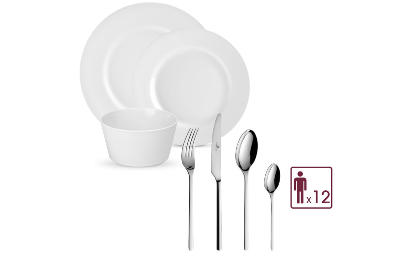 Tafelset MODERN 36-teiliges Set Essgeschirr für 12 Personen. Besteckset 2x 24 Teile poliert MODERN.