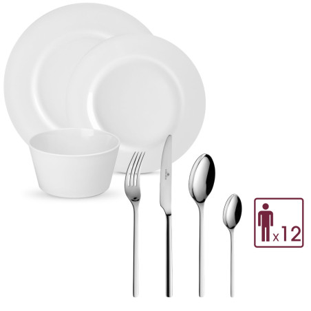 Besteckset 24 Teile + Geschirrset 18 Teile MODERN für 6 Personen