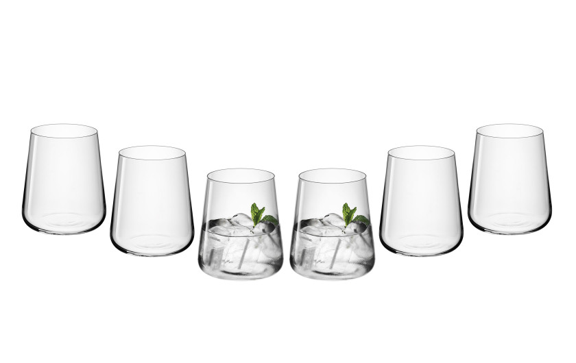 MODERN Karaffe + Set von Gläsern für weißen und roten Wein + Gläser + Besteckset für 6 Personen