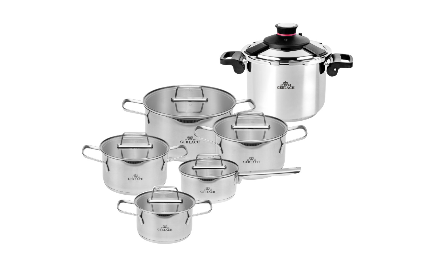 Topfset 10 Teile AMBIENTE + Schnellkochtopf 6l AMBIENTE