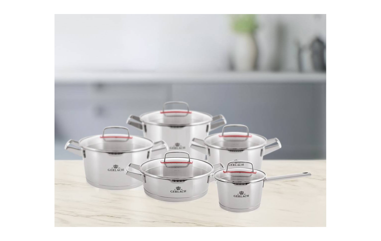 Topfset 10 Teile SUPERIOR + Schnellkochtopf 6l AMBIENTE