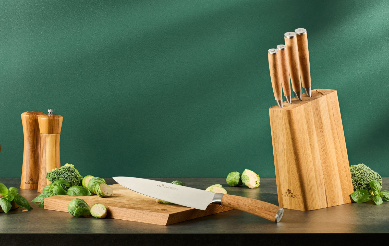 Messerset im Block NATUR Holz