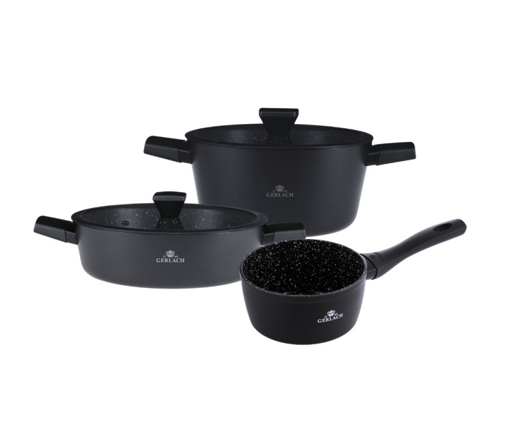 Topfset 3 Teile: Topf 24cm + Topf 28cm + Stieltopf 16cm GRANITEX