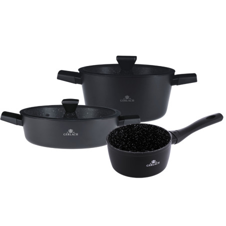 Topfset 3 Teile: Topf 24cm + Topf 28cm + Stieltopf 16cm GRANITEX