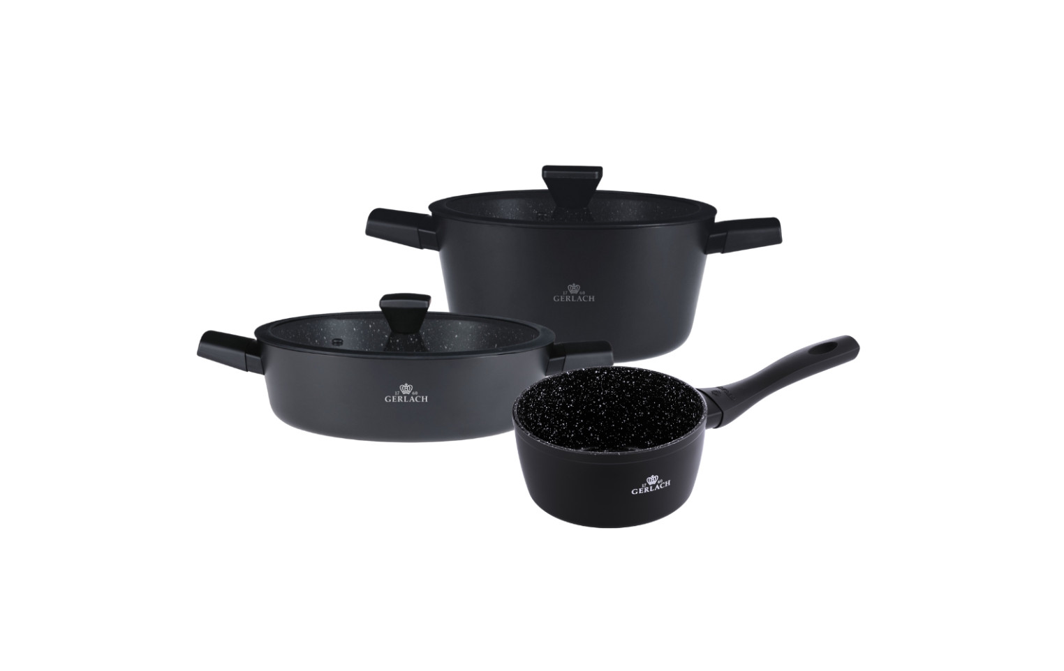 Topfset 3 Teile: Topf 24cm + Topf 28cm + Stieltopf 16cm GRANITEX
