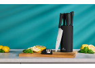 Messerblock-Set SMART BLACK + SMART Mini-Schärfer + Eichenholzbrett zum Schneiden NATUR 30x24 cm Messerblock-Set SMART BLACK + SMART Mini-Schärfer + Eichenholzbrett zum Schneiden NATUR 30x24 cm
