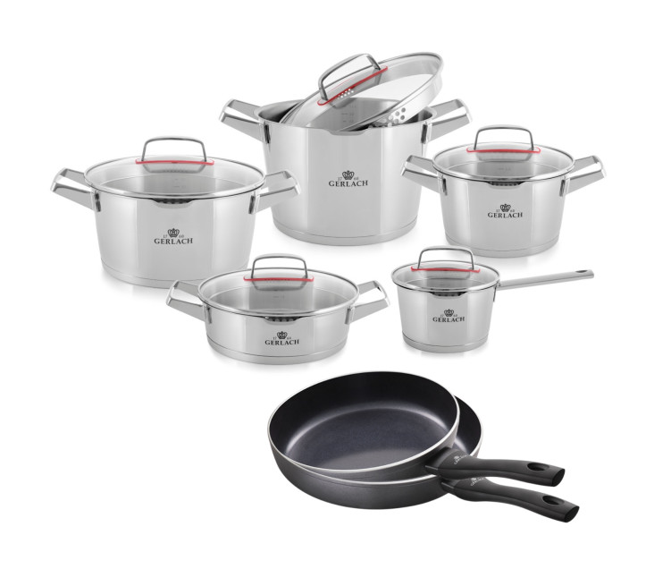10-teiliges Topfset SUPERIOR + 2x tiefe Pfanne CONTRAST PROCOAT 24/28 cm