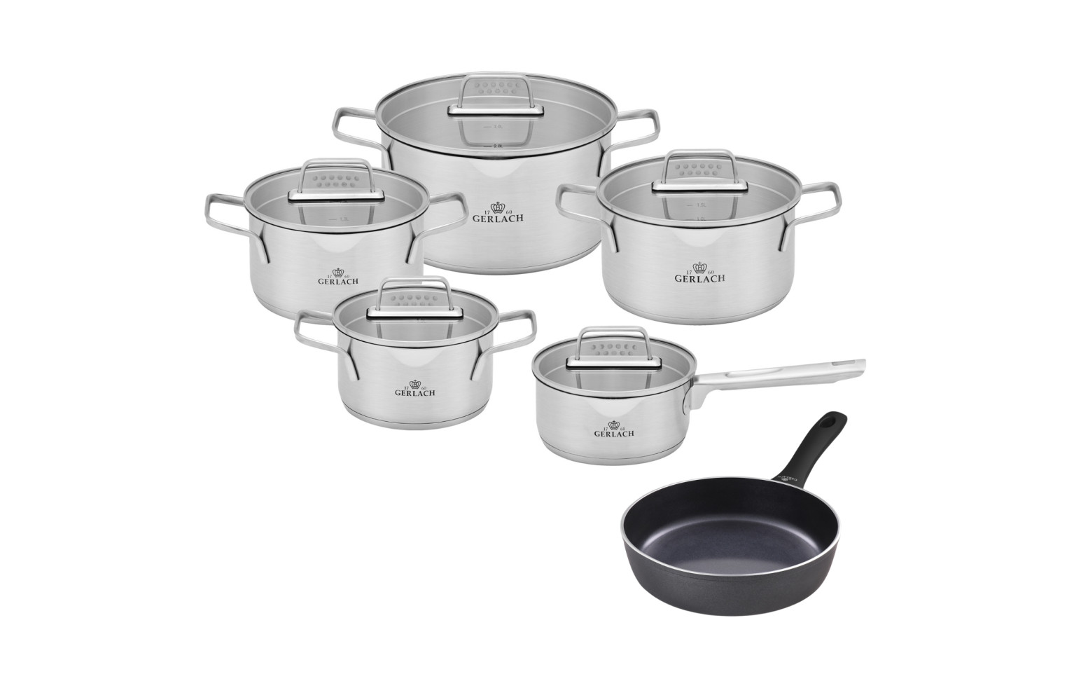 Topfset 10 Teile AMBIENTE + Pfanne 28cm CONTRAST PROCOAT