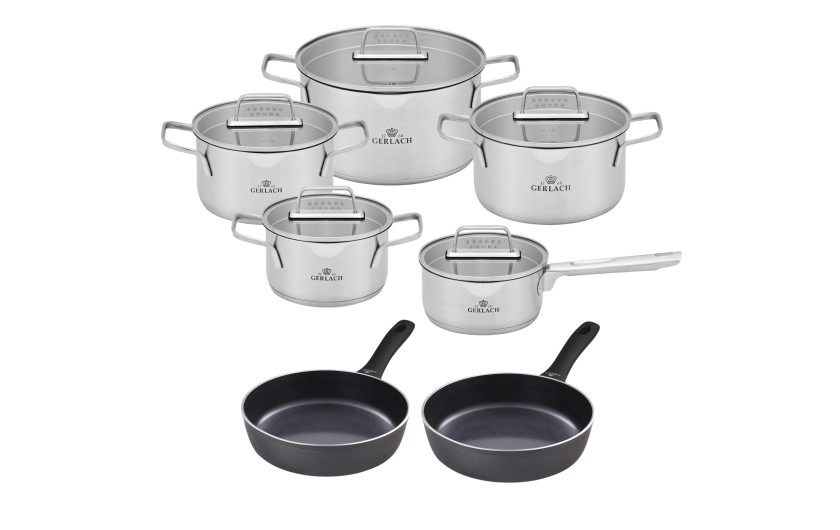 Topfset 10 Teile AMBIENTE + 2xPfanne 24/28cm CONTRAST PROCOAT