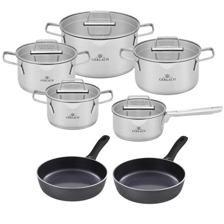 Topfset 10 Teile AMBIENTE + 2xPfanne 24/28cm CONTRAST PROCOAT
