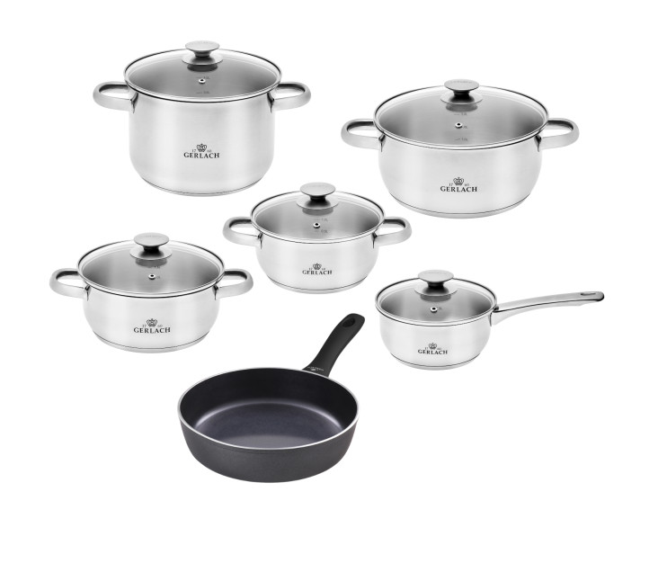 Topfset First 10-teilig + 24 cm tiefe Pfanne Contrast Procoat