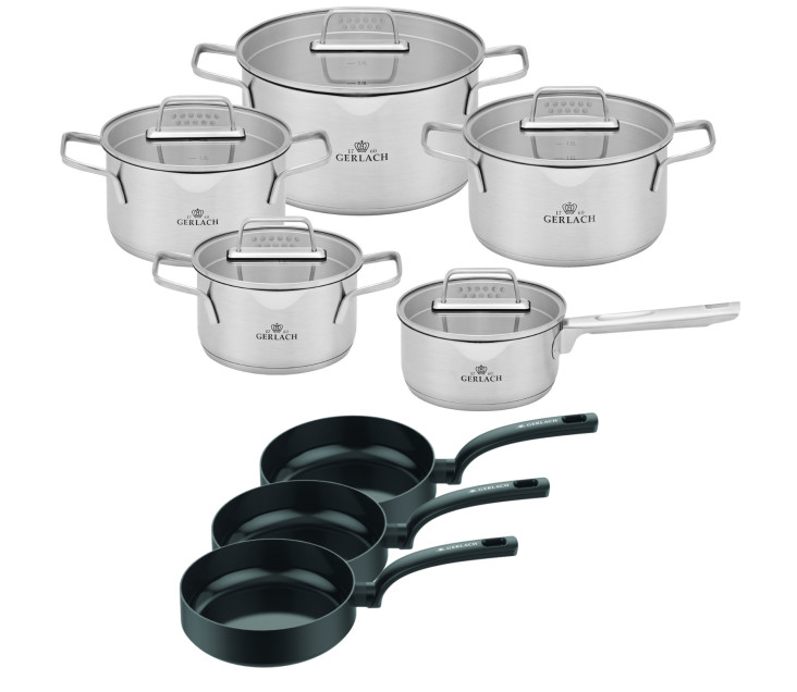Topfset 10 Teile AMBIENTE + 3xPfanne 24/26/28cm WINGS