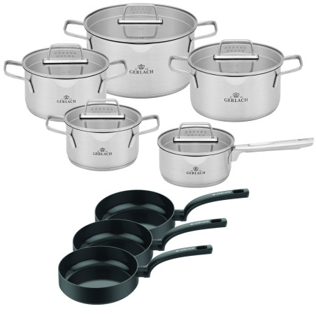 Topfset 10 Teile AMBIENTE + 3xPfanne 24/26/28cm WINGS