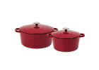 Set von 2 bordeaux gusseisernen Töpfen 3 und 5 l NATUR IRON