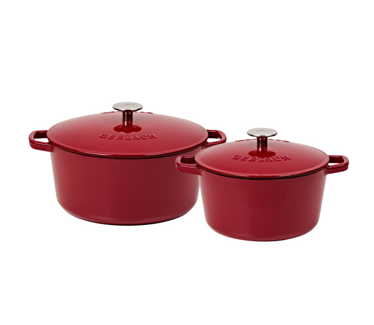Set von 2 bordeaux gusseisernen Töpfen 3 und 5 l NATUR IRON
