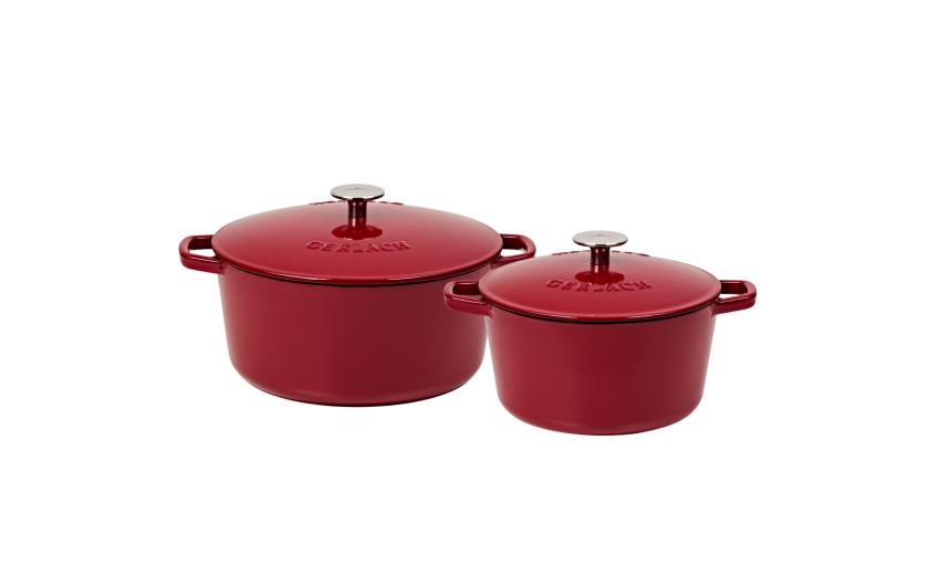 Set von 2 bordeaux gusseisernen Töpfen 3 und 5 l NATUR IRON