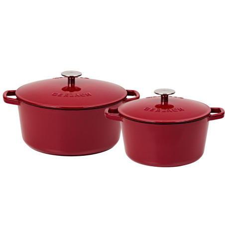 Topfset aus Gusseisen 2 Teile 5l und 3l NATUR IRON Bordeauxrot