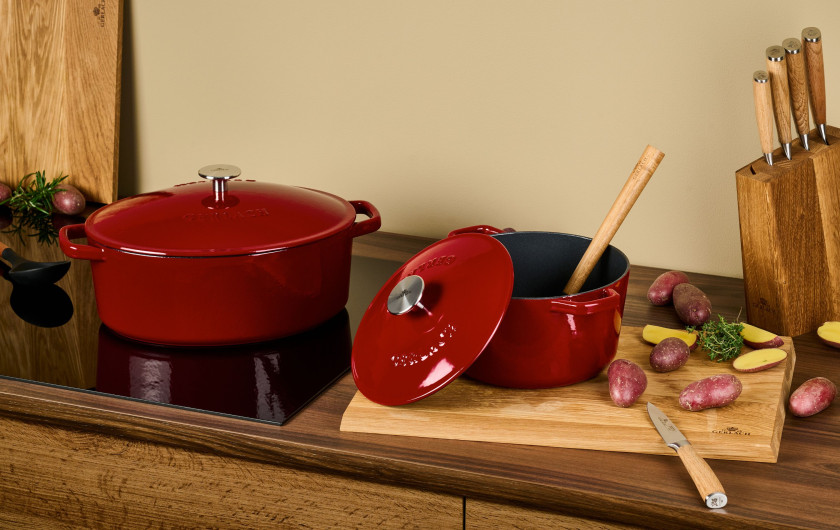 Gusseiserner Schmortopf 5,5 l NATUR IRON, bordeauxrot