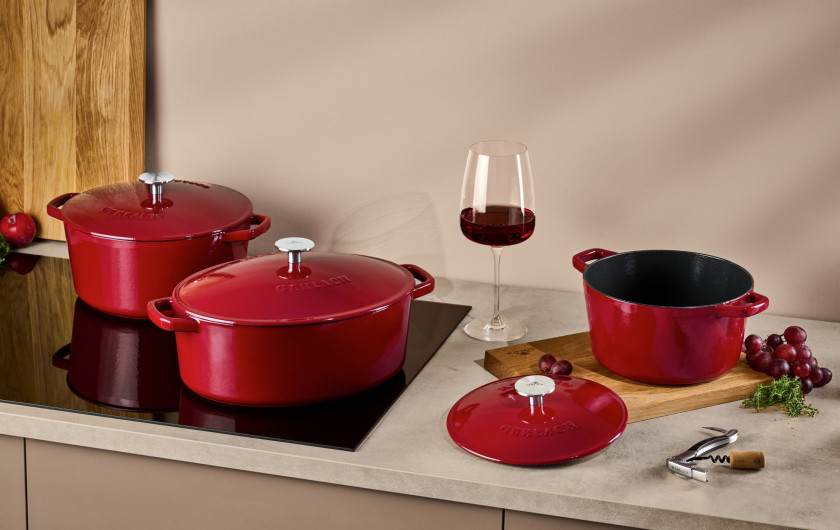 Gusseiserner Schmortopf 5,5 l NATUR IRON, bordeauxrot