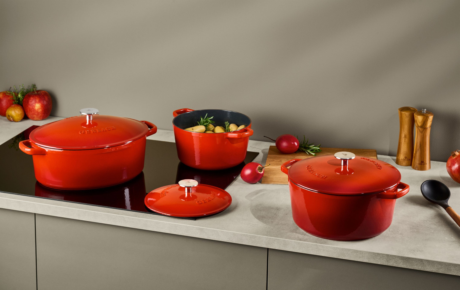 Gusseisen-Bräter 5,5l NATUR IRON Rot