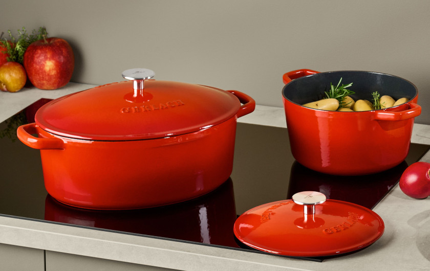 Gusseisen Bräter 5,5 l NATUR IRON rot gradient