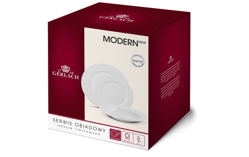 Geschirrset 18 Teile MODERN NEW WHITE f&uuml;r 6 Personen