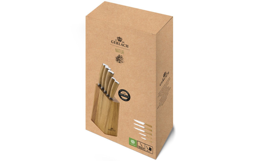 Messerset im Block NATUR Holz