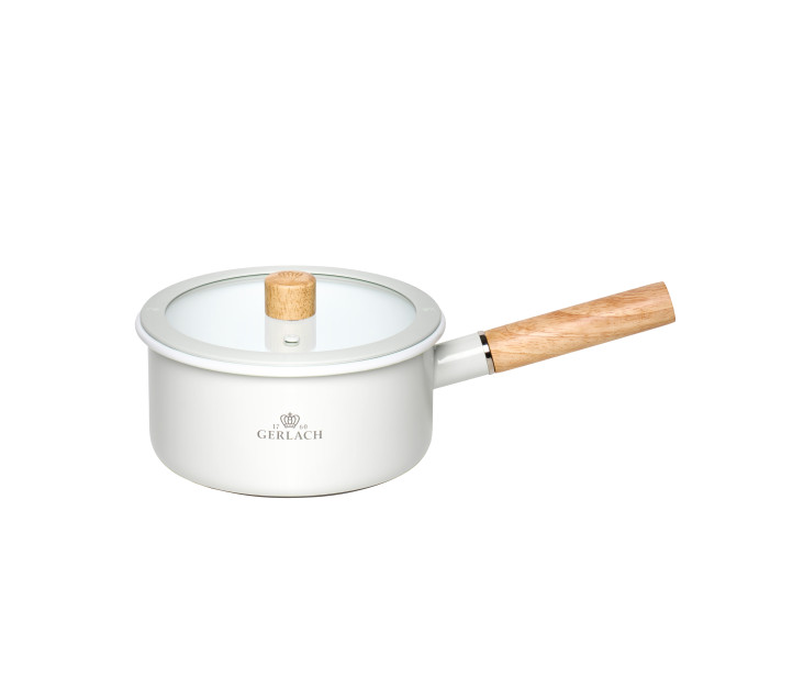 Emaillierter Stieltopf 18cm 1,5l NATUR ENAMEL Wei&szlig;