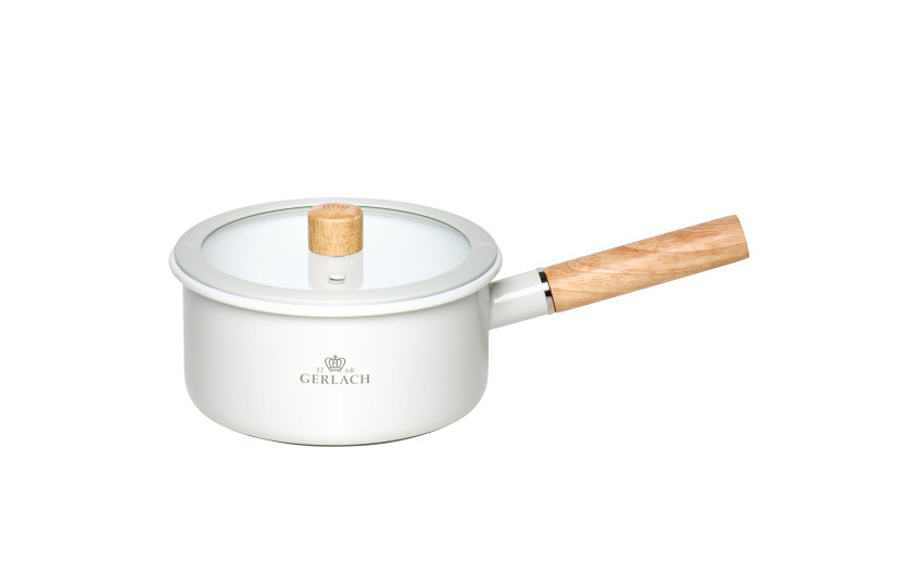 Emaillierter Stieltopf 18cm 1,5l NATUR ENAMEL Wei&szlig;