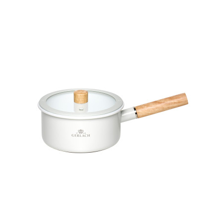 Emaillierter Stieltopf 18cm 1,5l NATUR ENAMEL Weiß